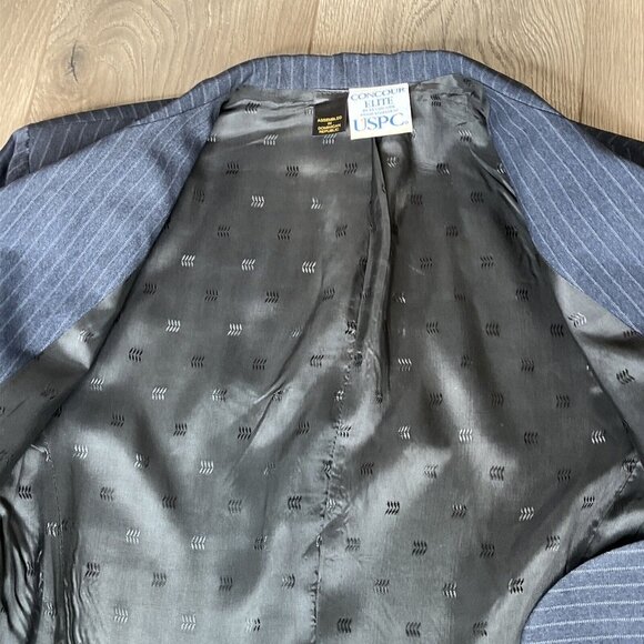 Devon-Aire Show Coat Womans 18 Navy Pin Stripe 3 Button Pockets Fitted Lined - Picture 10 of 11